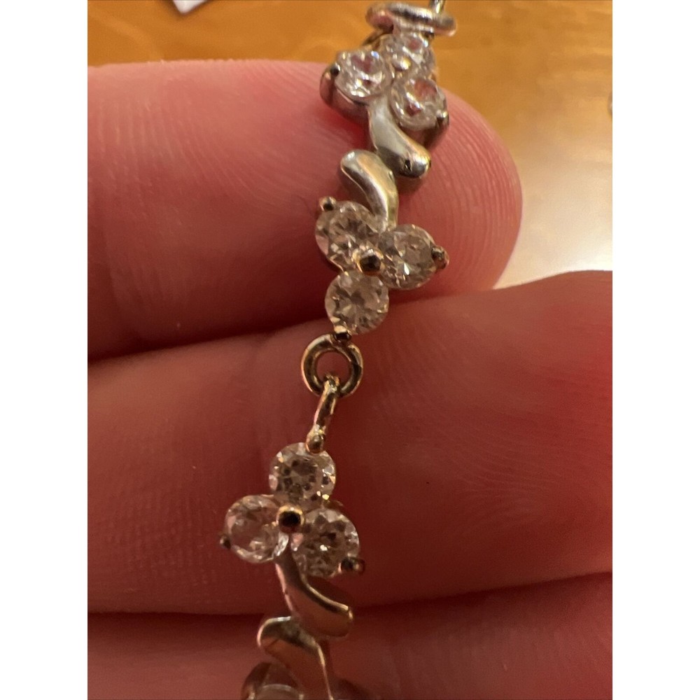 Silver With Stones Flower Bracelet - Picture 6 of 6